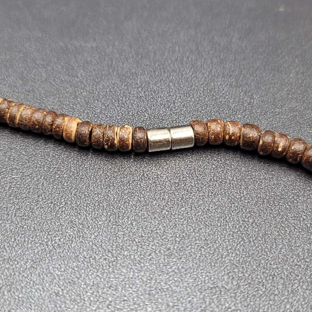 Vintage Coir Coconut Beads Necklace Brown Boho Ethnic Statement 19"