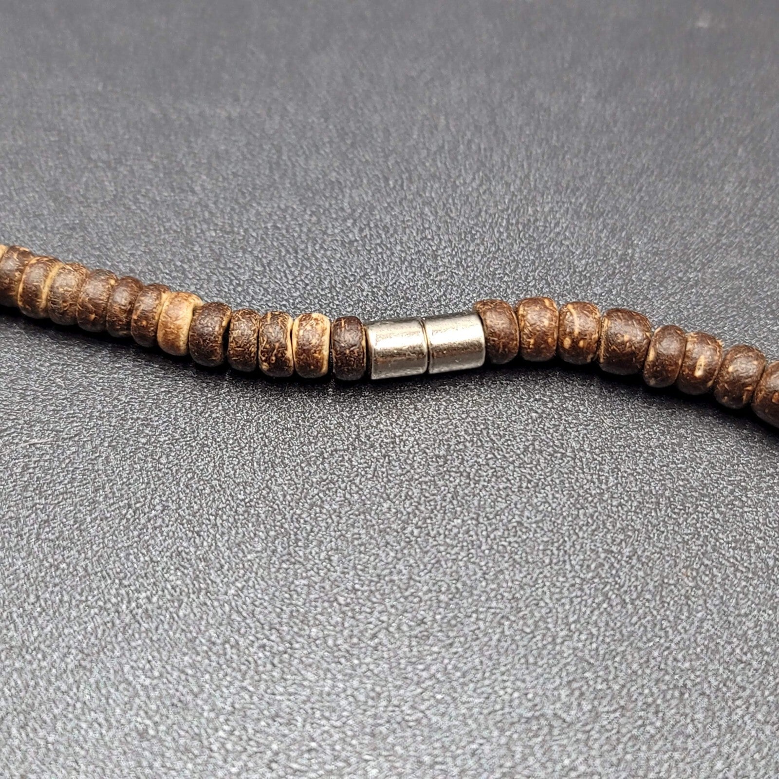 Vintage Coir Coconut Beads Necklace Brown Boho Ethnic Statement 19"