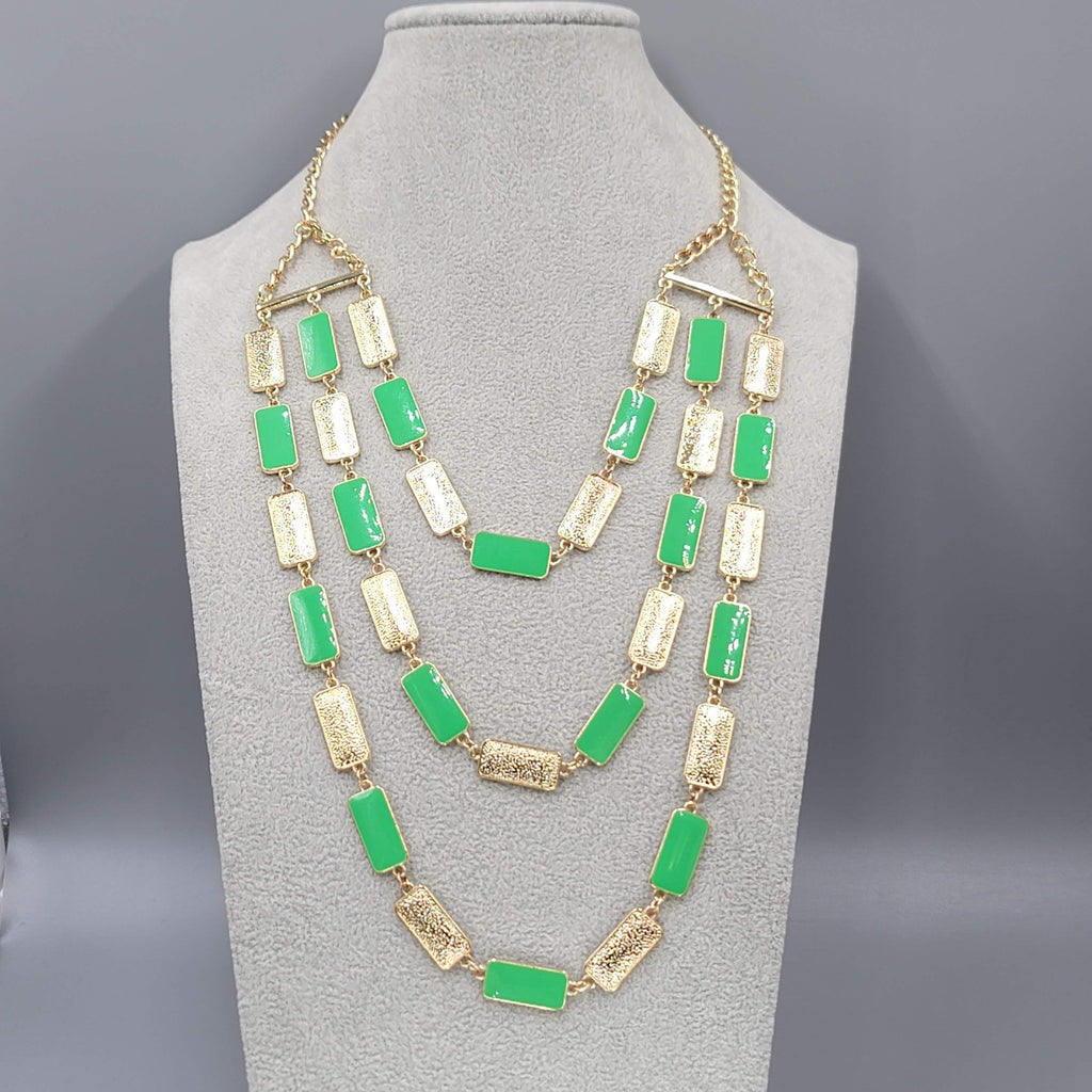 New York & Company Necklace Multi Strand Statement Rectangular Gold Tone 18 Inch