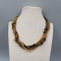 Multi Strand Bead Twist Necklace Tigers Eye Crystal 6 Strands 18"-20"