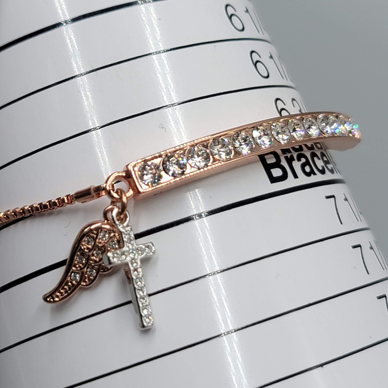 IBB CN Loved and Blessed Bracelet Rose Gold tone Crystal Rhinestone Adjustable