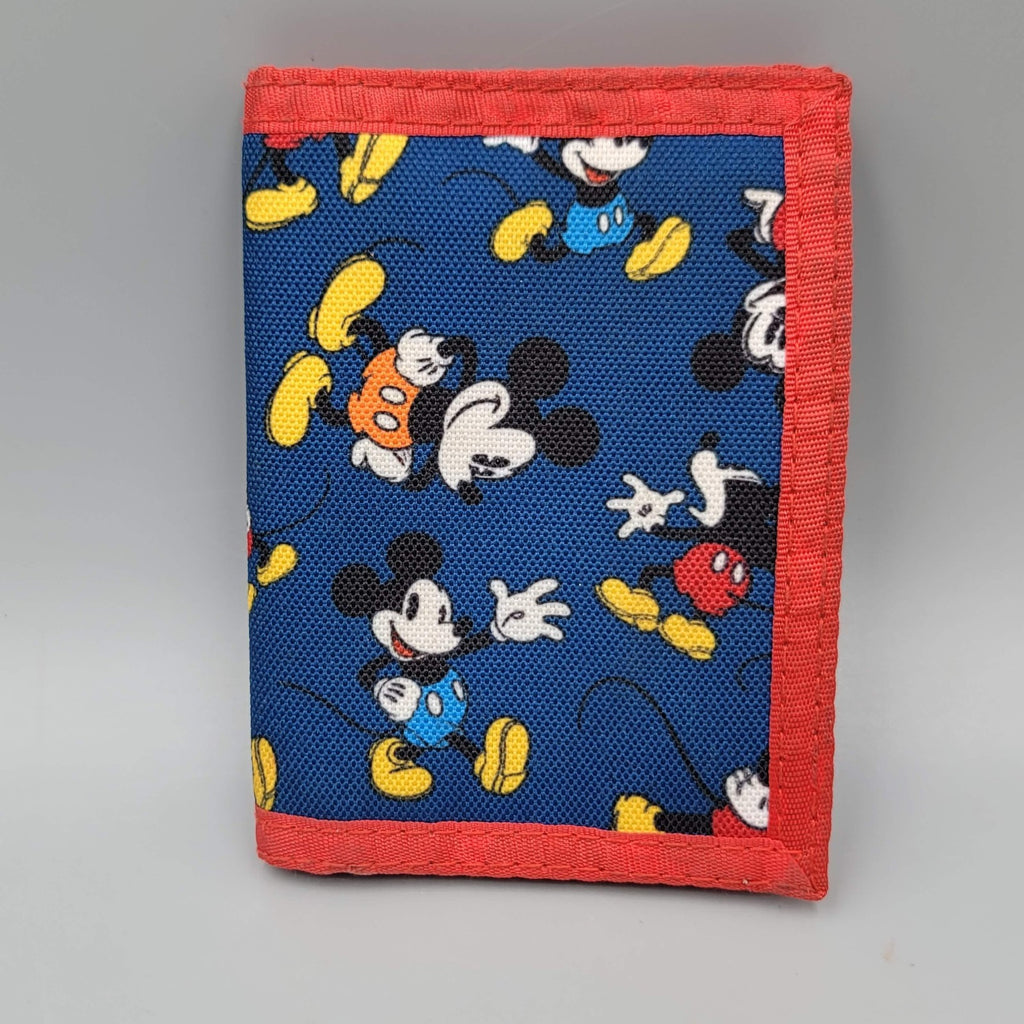 Vintage Disney Souvenir Mickey Mouse Trifold Hook & Loop Wallet Blue Red