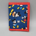 Vintage Disney Souvenir Mickey Mouse Trifold Hook & Loop Wallet Blue Red