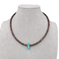 Vintage Coconut Heishi Necklace Turquoise Pendant 16 in Mens Womens