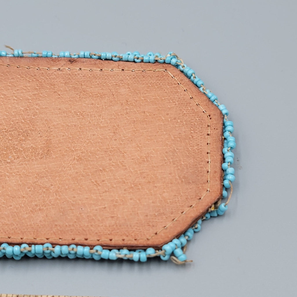 Vtg Native American Seed Bead Sunglass Eye Glass Case Holder Leather