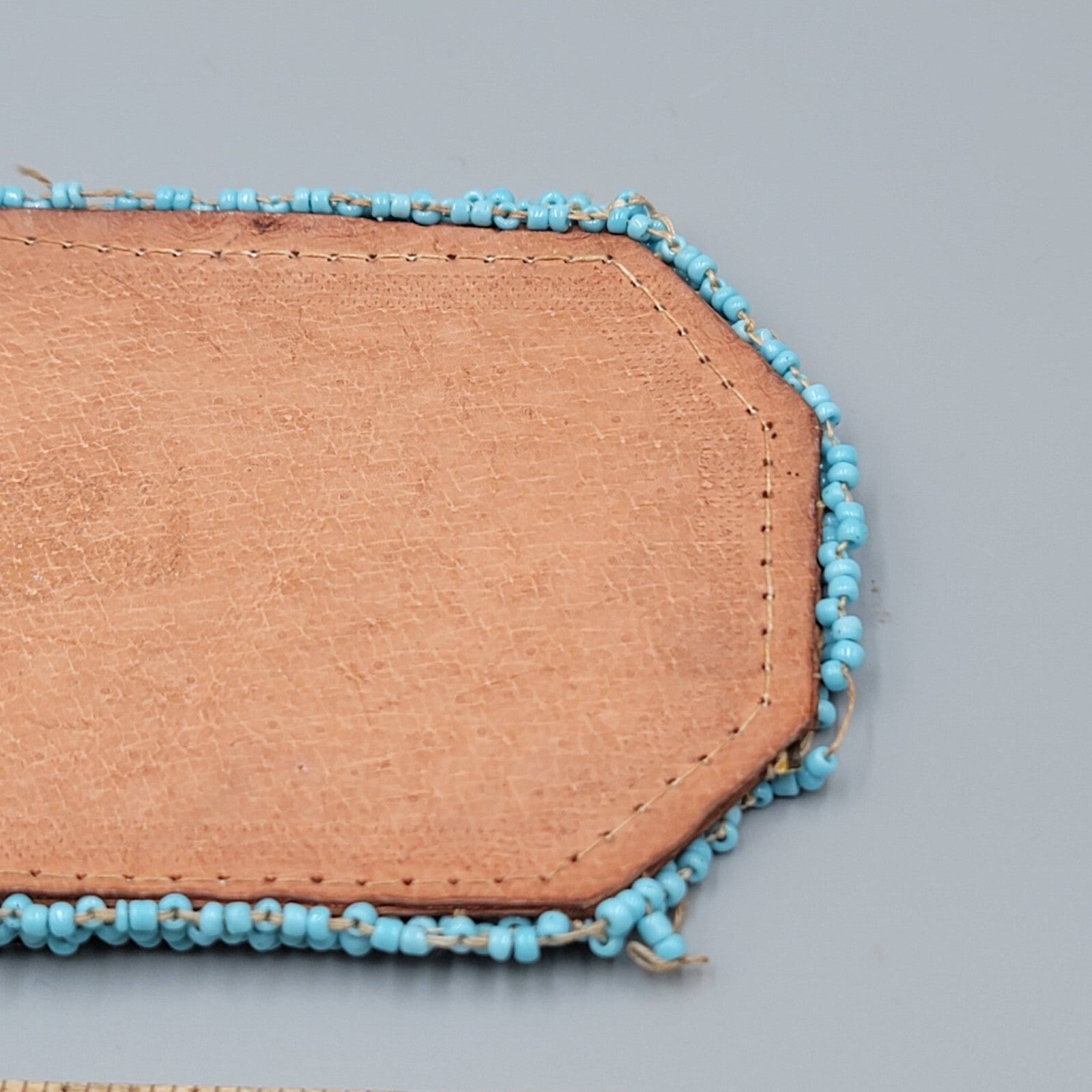 Vtg Native American Seed Bead Sunglass Eye Glass Case Holder Leather