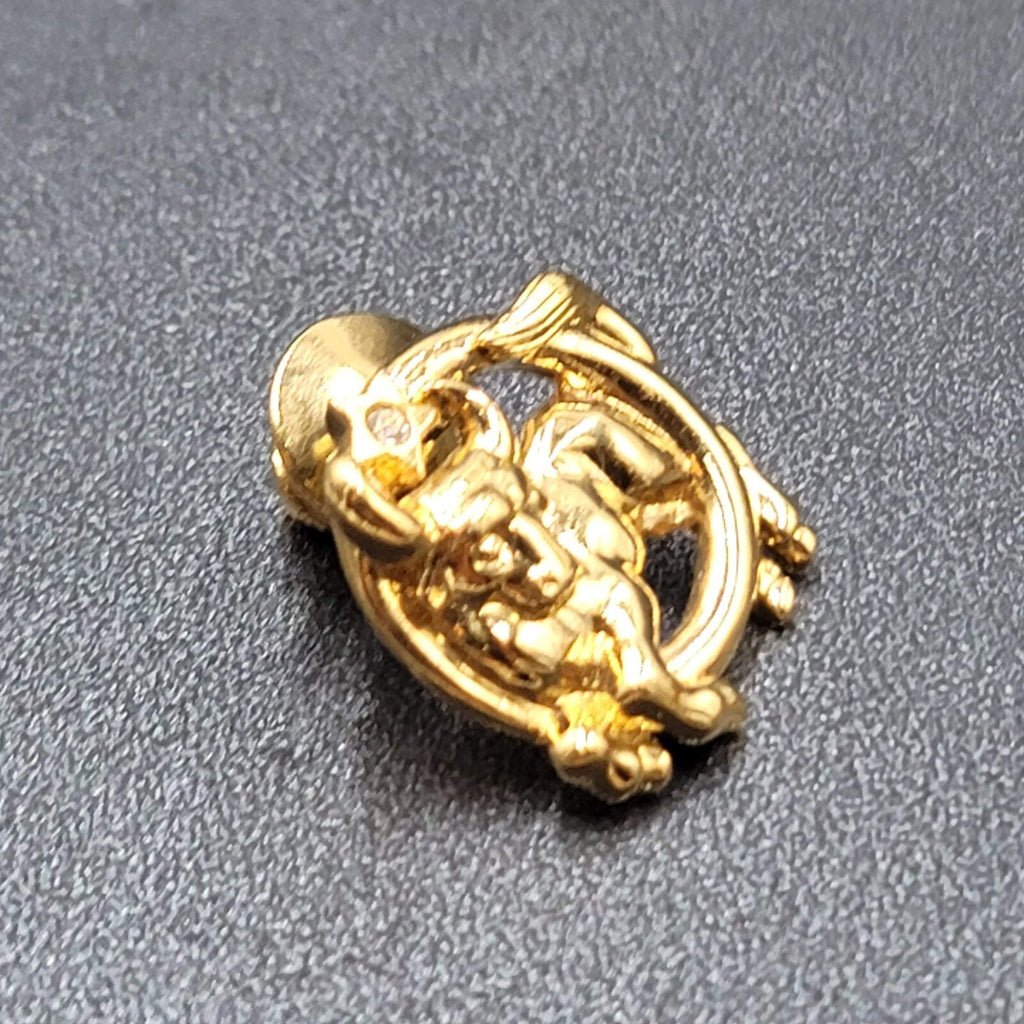 Zodiac Taurus Bull Lapel Hat Tie Pin Gold Plated Crystal Rhinestone 7/8"