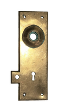 Antique Brass Bronze Door Knob Backplate w/ Skeleton keyhole & Thumb lock hole