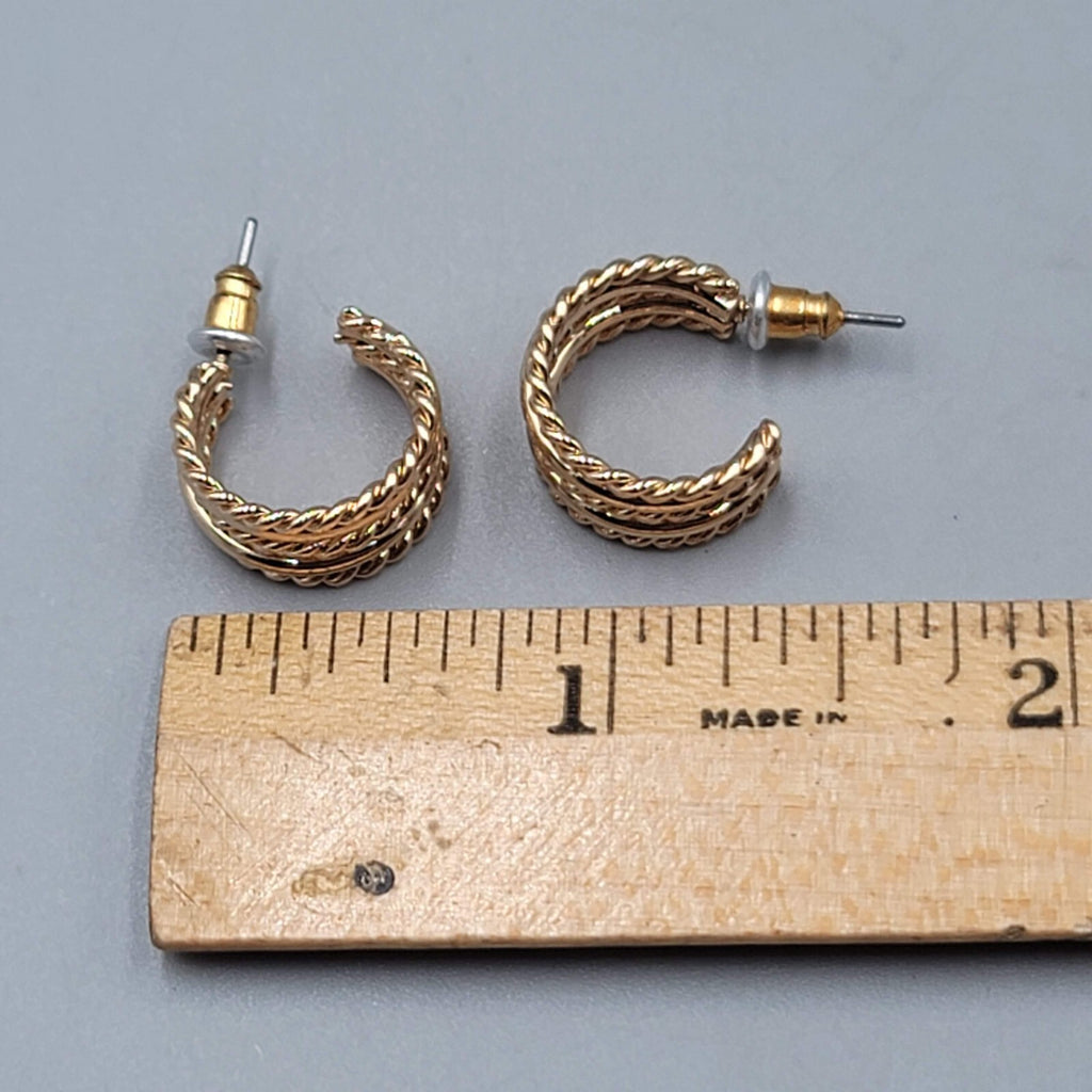 Wide Hoop Pierced Earrings Gold Plated Hoops 1/2"
