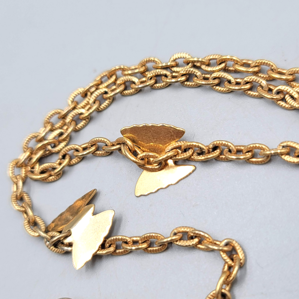 Vintage Sarah Cov Butterfly Station Chain Necklace 28" Estate Costume Jewelry