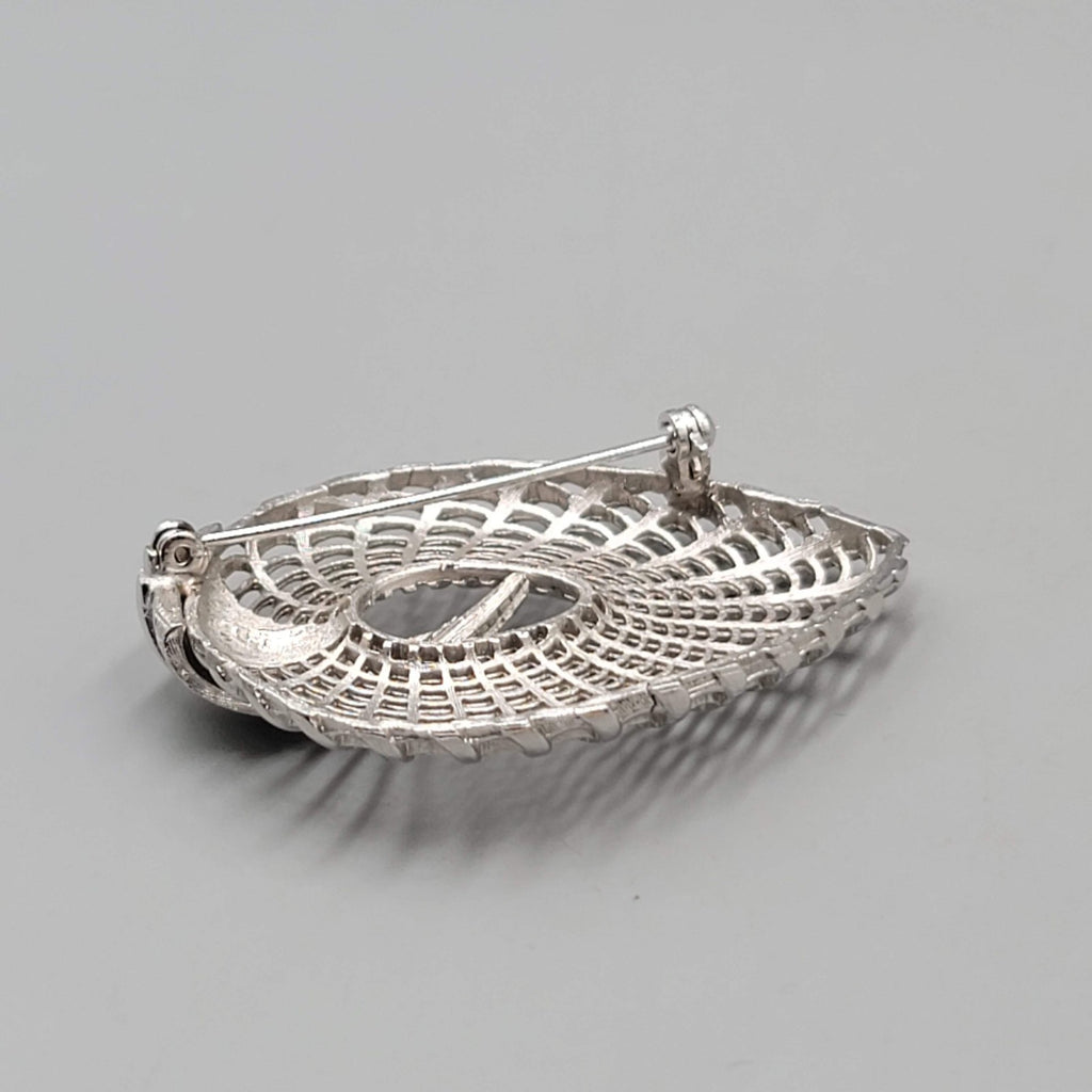 Vintage Brooch Signed Judy Lee Textured Silver Tone Pin 2 in