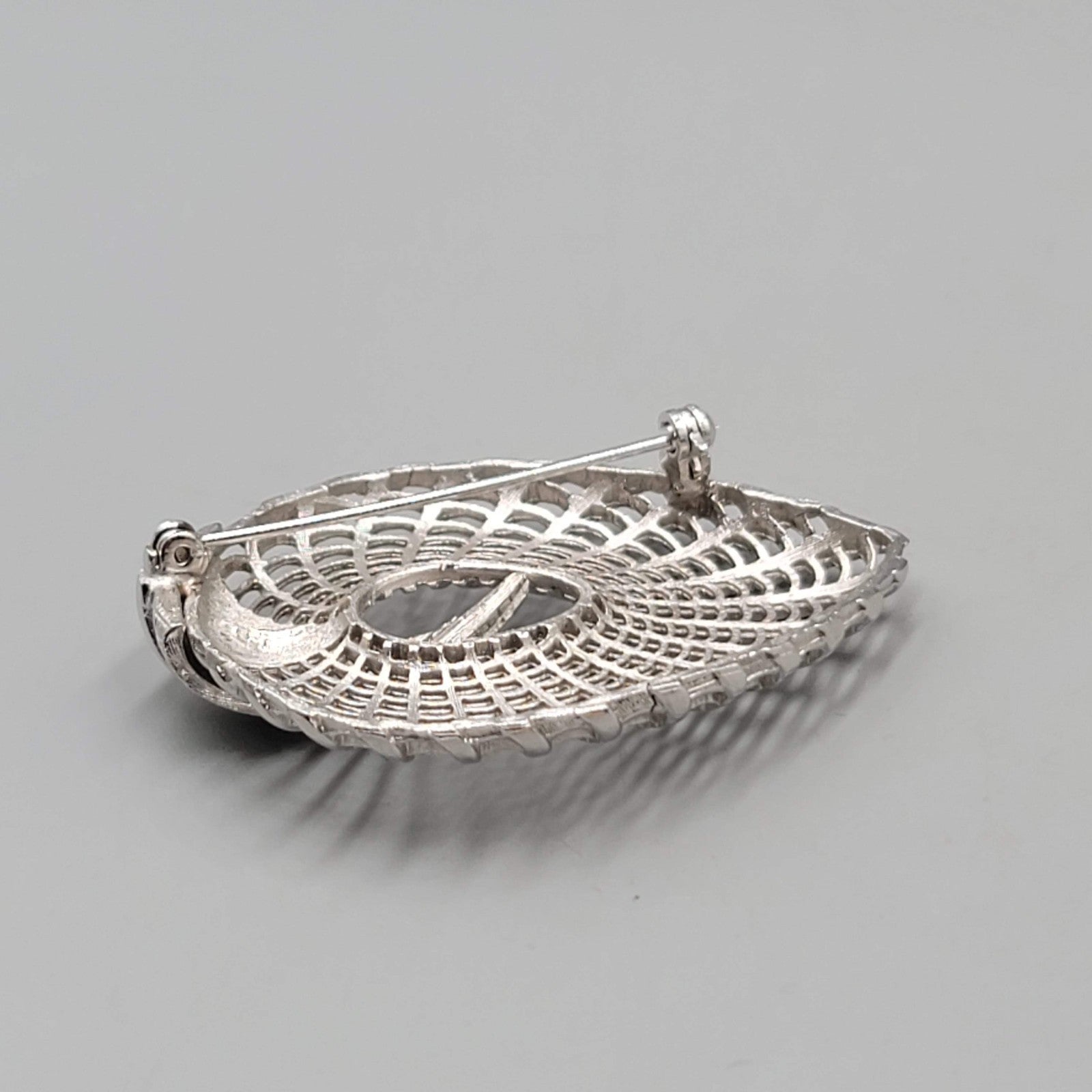 Vintage Brooch Signed Judy Lee Textured Silver Tone Pin 2 in