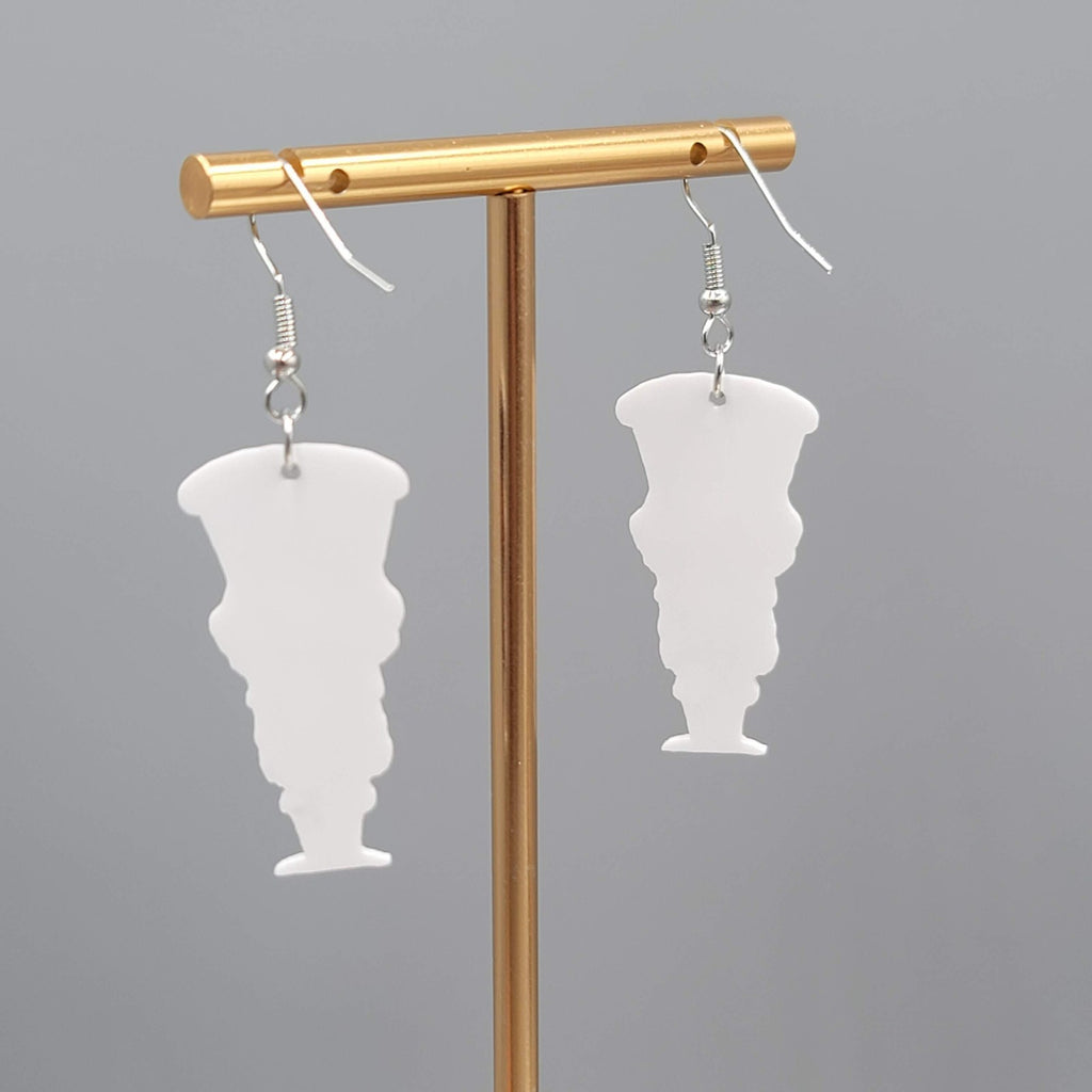 Christmas Nutcracker Pierced Earrings Silver tone Dangle 1.5 in