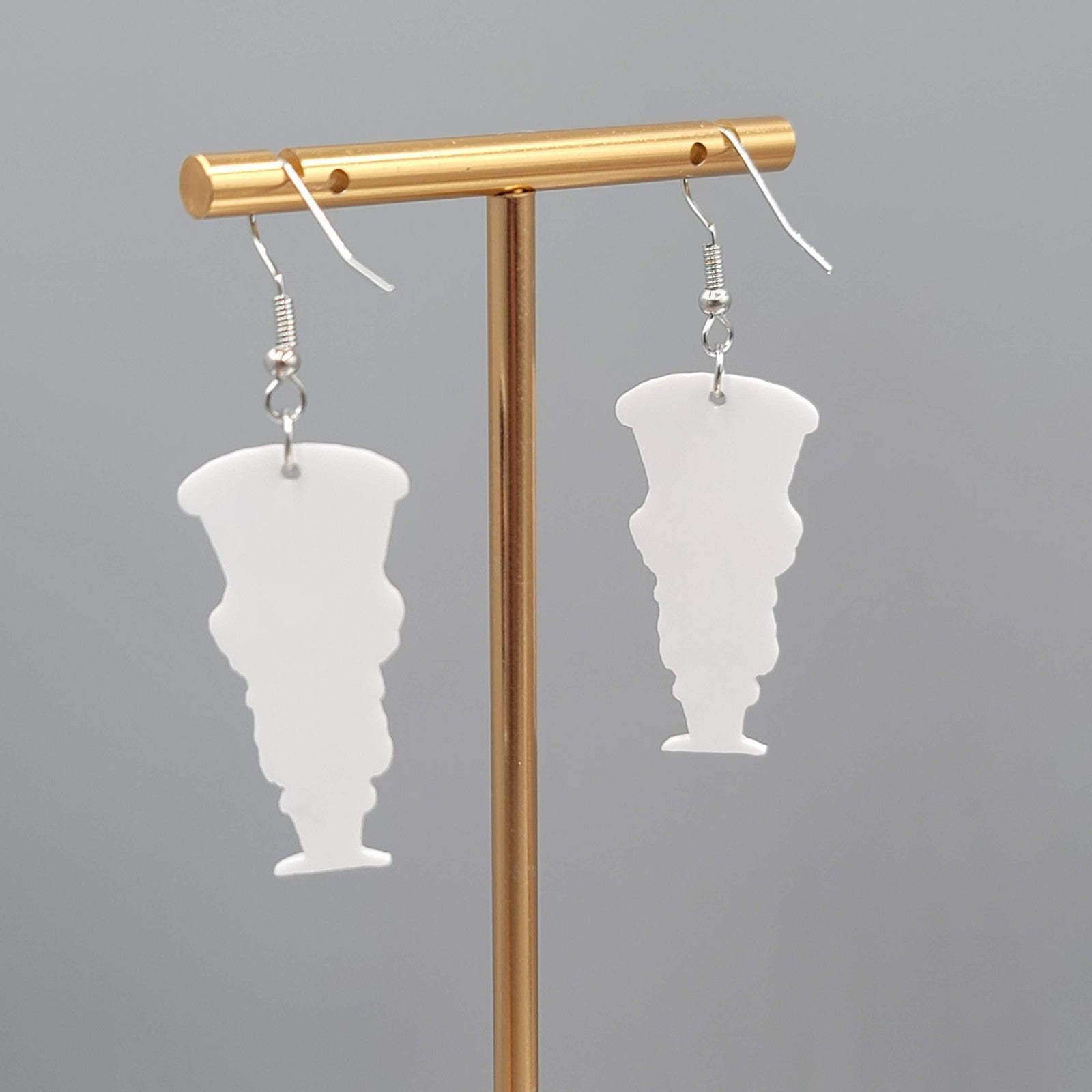 Christmas Nutcracker Pierced Earrings Silver tone Dangle 1.5 in