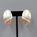 Pierced Earrings Hammered Silver and Gold tones Oval Drop Gold Filled Posts 1.5"