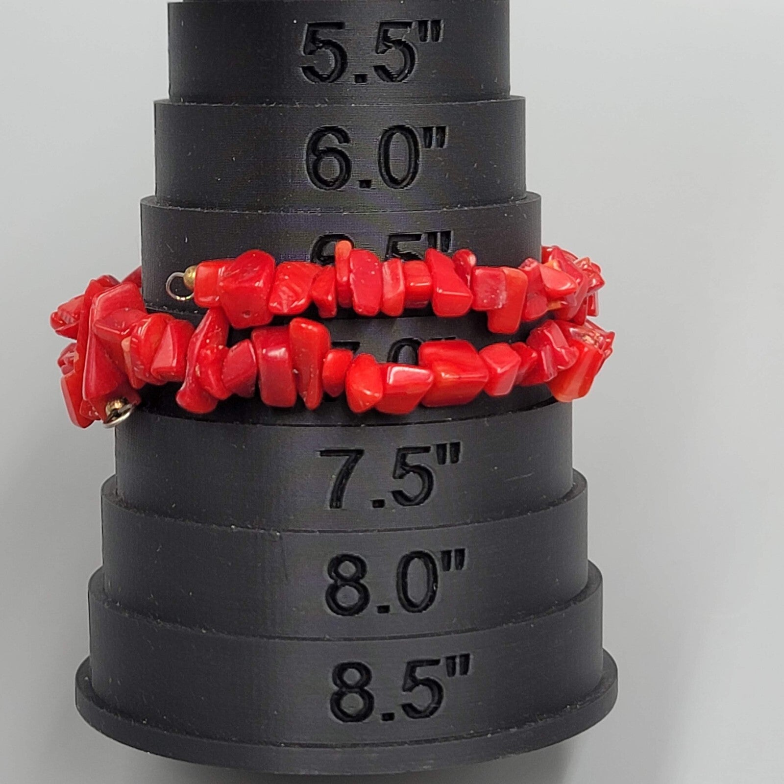 Memory Wire Bracelet Red Faux Coral Bead 