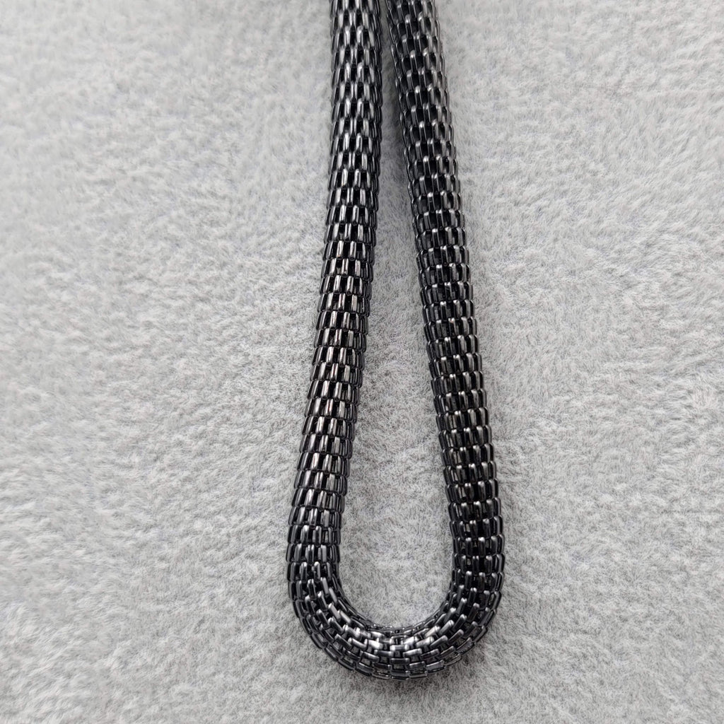 Black Mesh Knot Necklace Statement 24"-28"