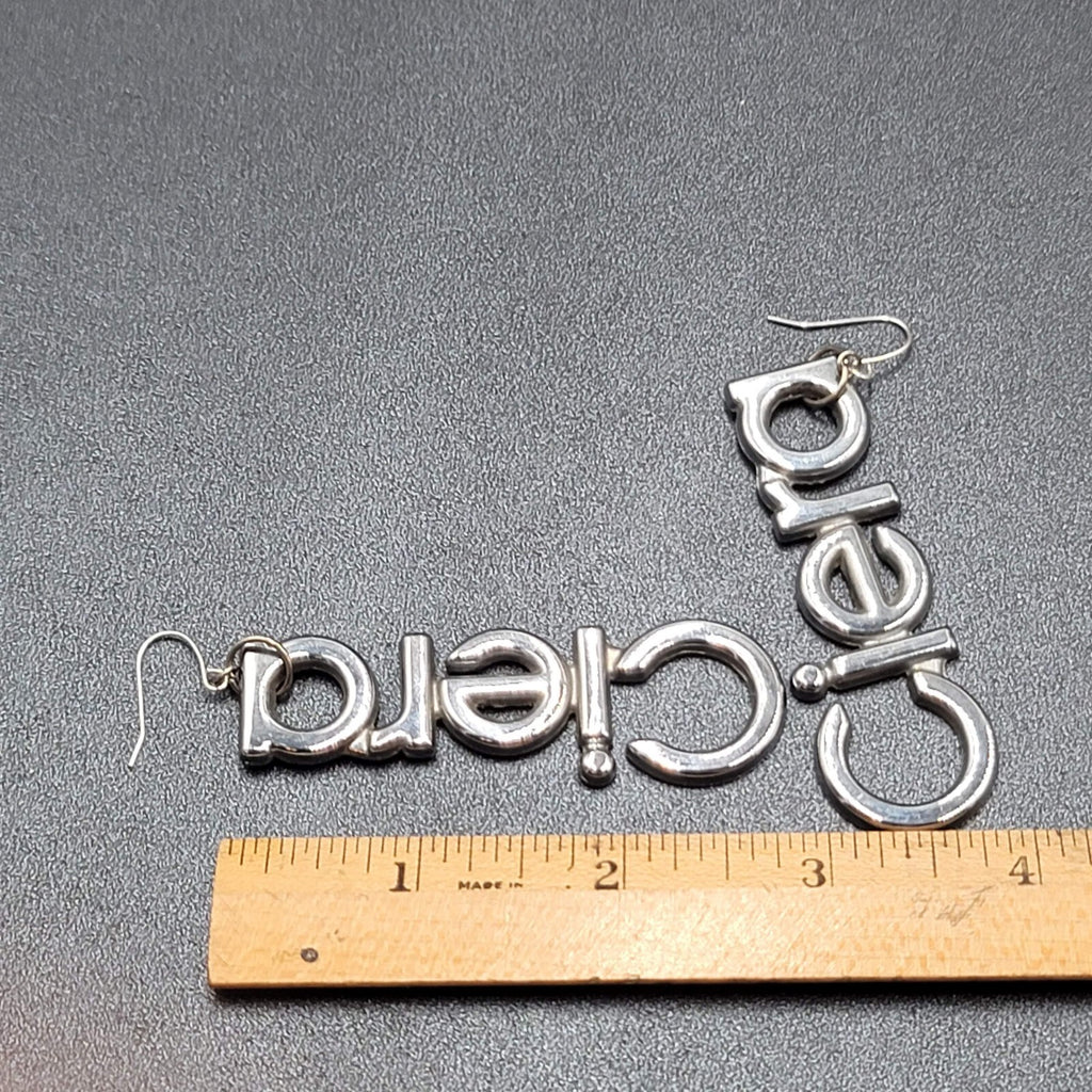 CIERA Pierced Earrings Silver tone Dangle  2.75" Oldsmobile Emblem