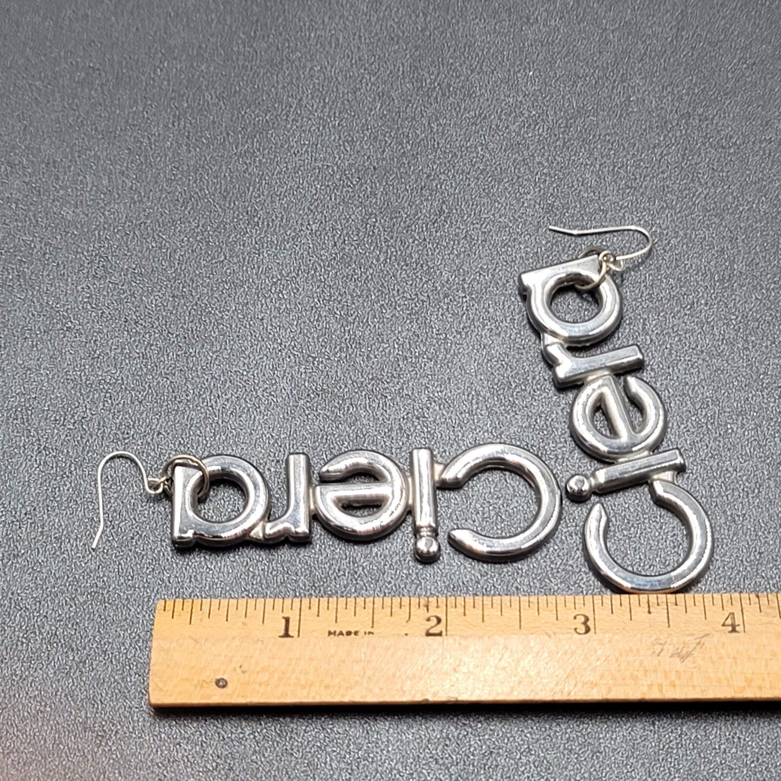 CIERA Pierced Earrings Silver tone Dangle  2.75" Oldsmobile Emblem