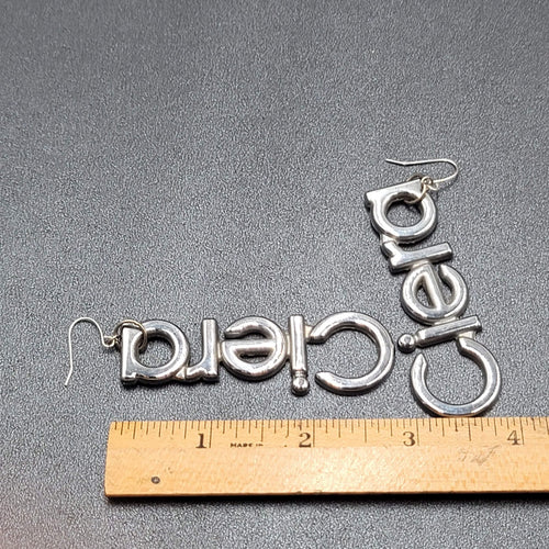 CIERA Pierced Earrings Silver tone Dangle  2.75" Oldsmobile Emblem
