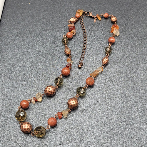 Avon Beaded NecklaceMulti Stone Copper tone 18"-21" Adj