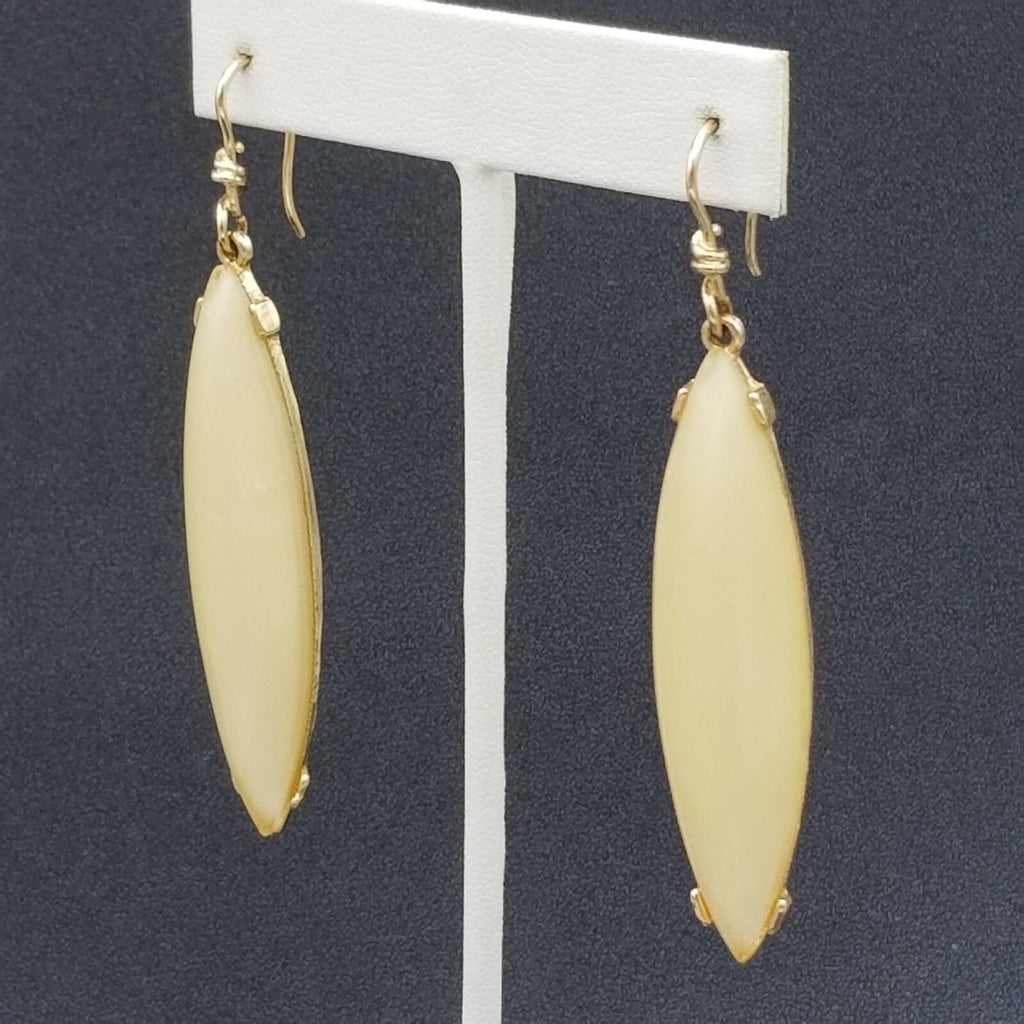 Pierced Earrings Gold tone Shimmer Acrylic Dangle 2.25"