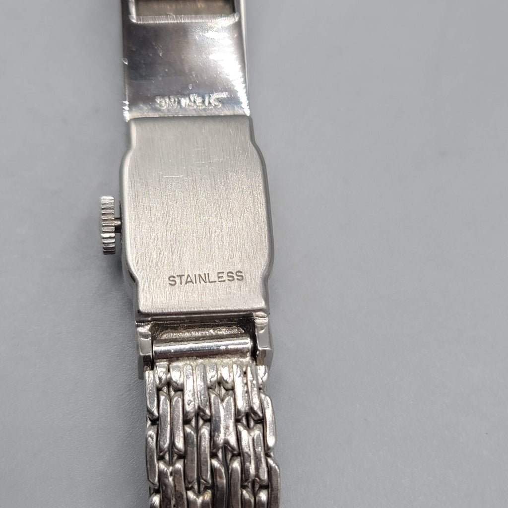 Vtg Swank 17 Jewels Sterling Silver Band Womens Watch Monogram BNM UNTESTED