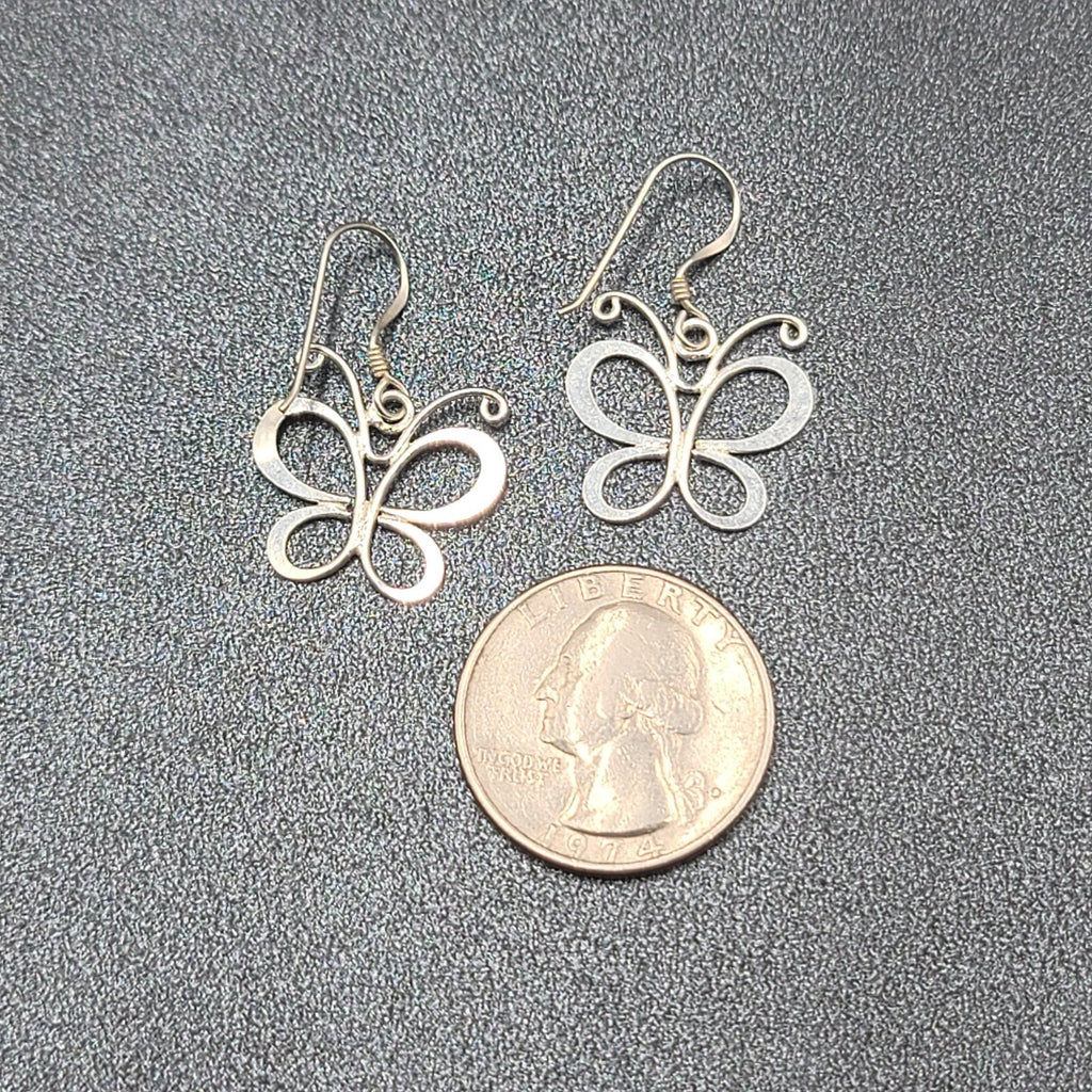 Butterfly Sterling Silver Pierced Earrings 925 5/8"