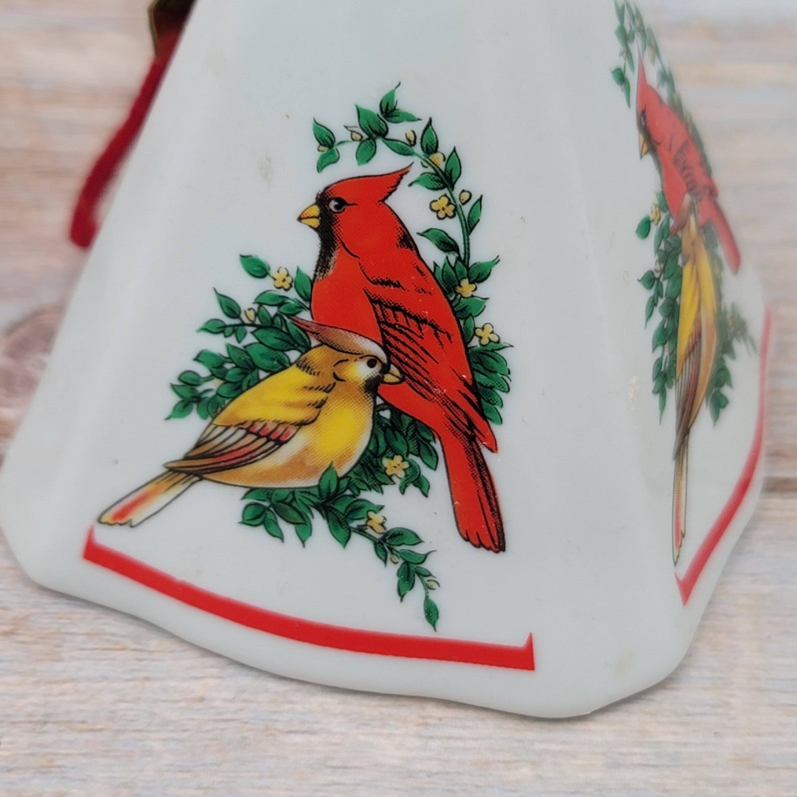 2 Porcelain Christmas Ornaments JASCO FESTIVE FRAGRANT Cardinal & Goose