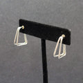 Pierced Earrings Silver tone Triangle Doouble Hoops 3/4"