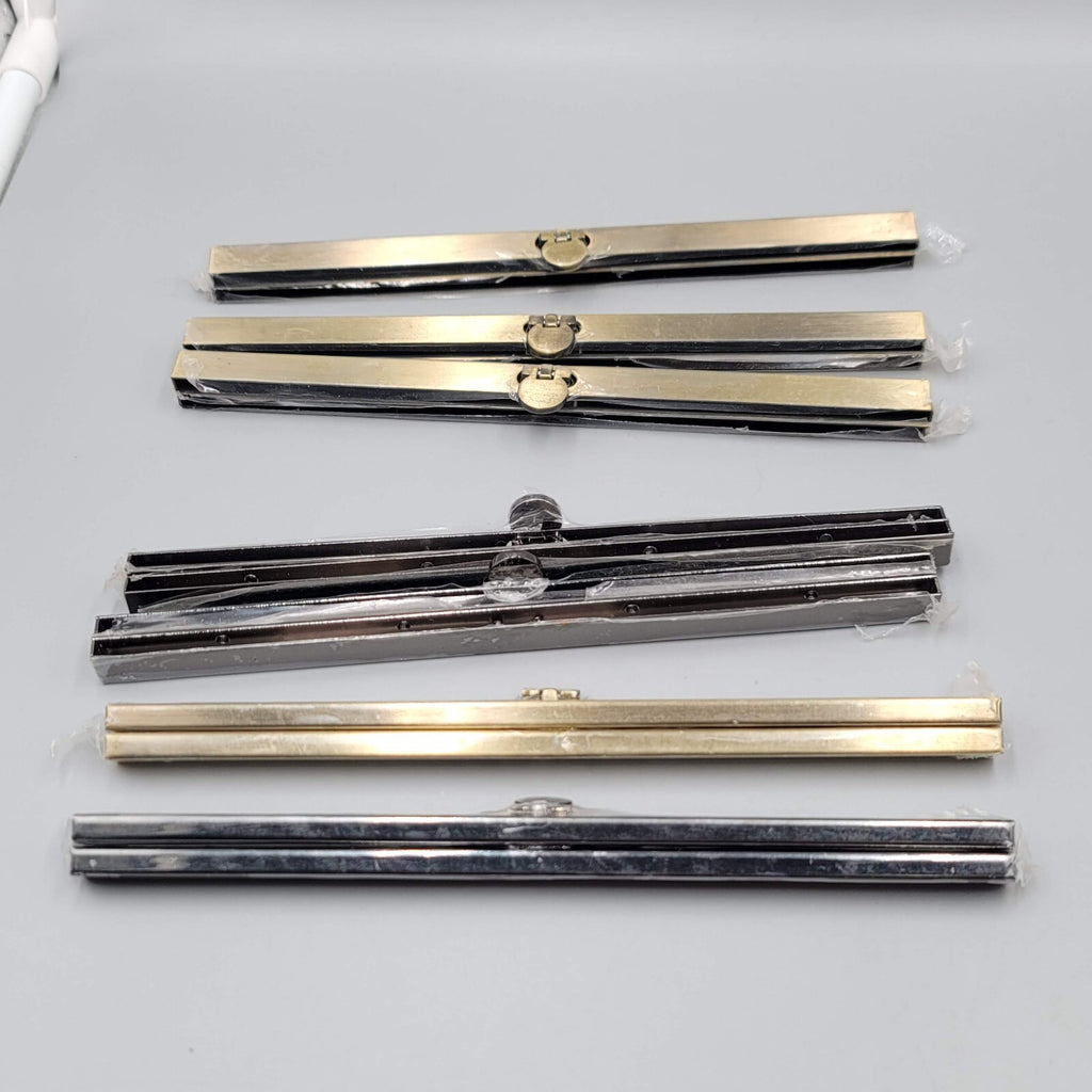 Vintage Metal Purse Clasp Closure Frame Lot of 7 New Old Stock Gunmetal Goldtone