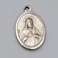 Vintage Catholic Sacred Heart Jesus Silver Tone Religious Medal Italy
