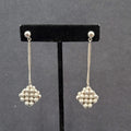 Vintage Pierced Earrings Silver tone Bead Cluster Dangle Unique 2.5"