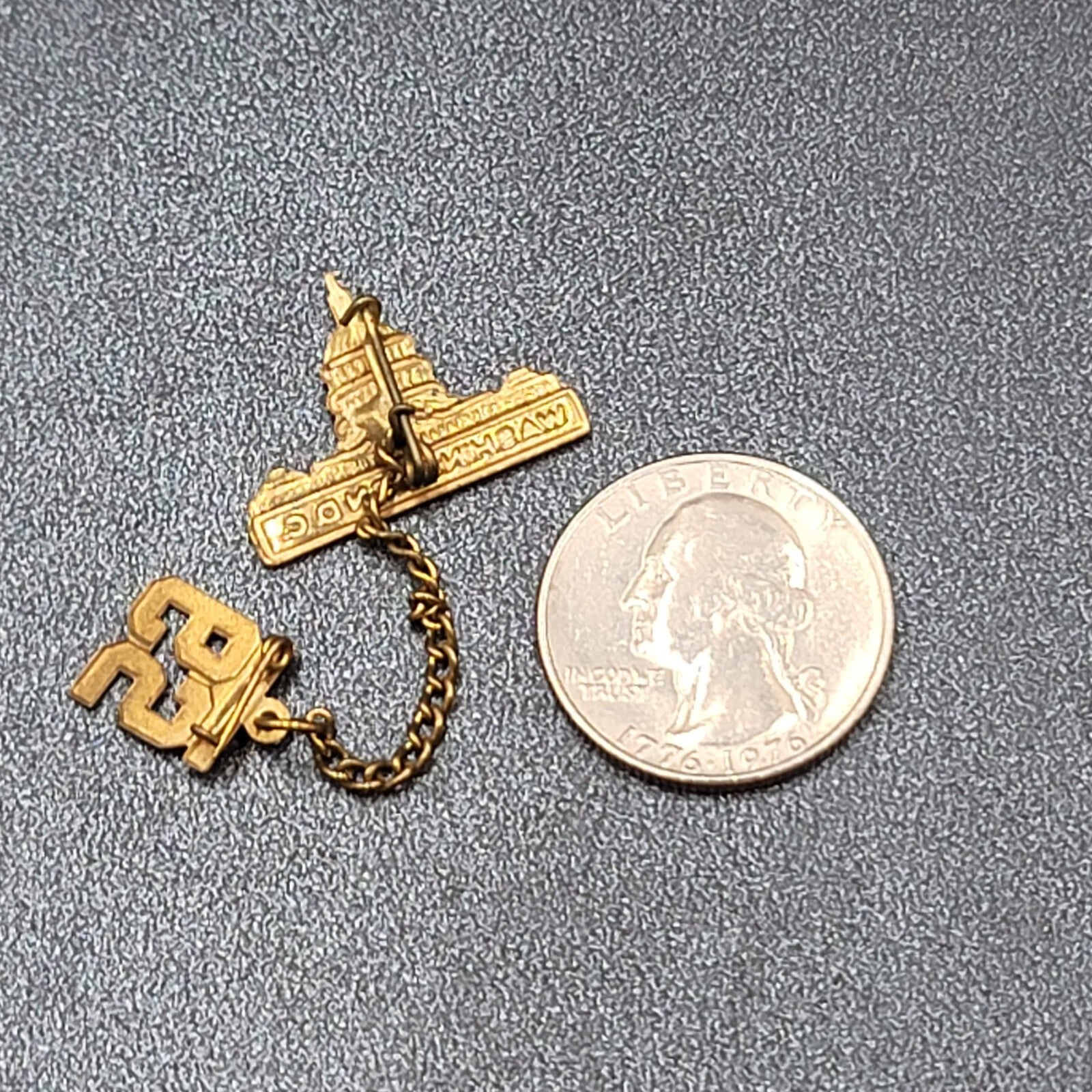 Vintage Gold tone Metal Washington DC 1965 Tie Lapel Pin