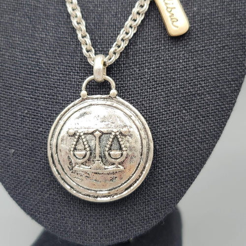 Chicos Libra Necklace Silver tone Charms Pendant Zodiac 18"