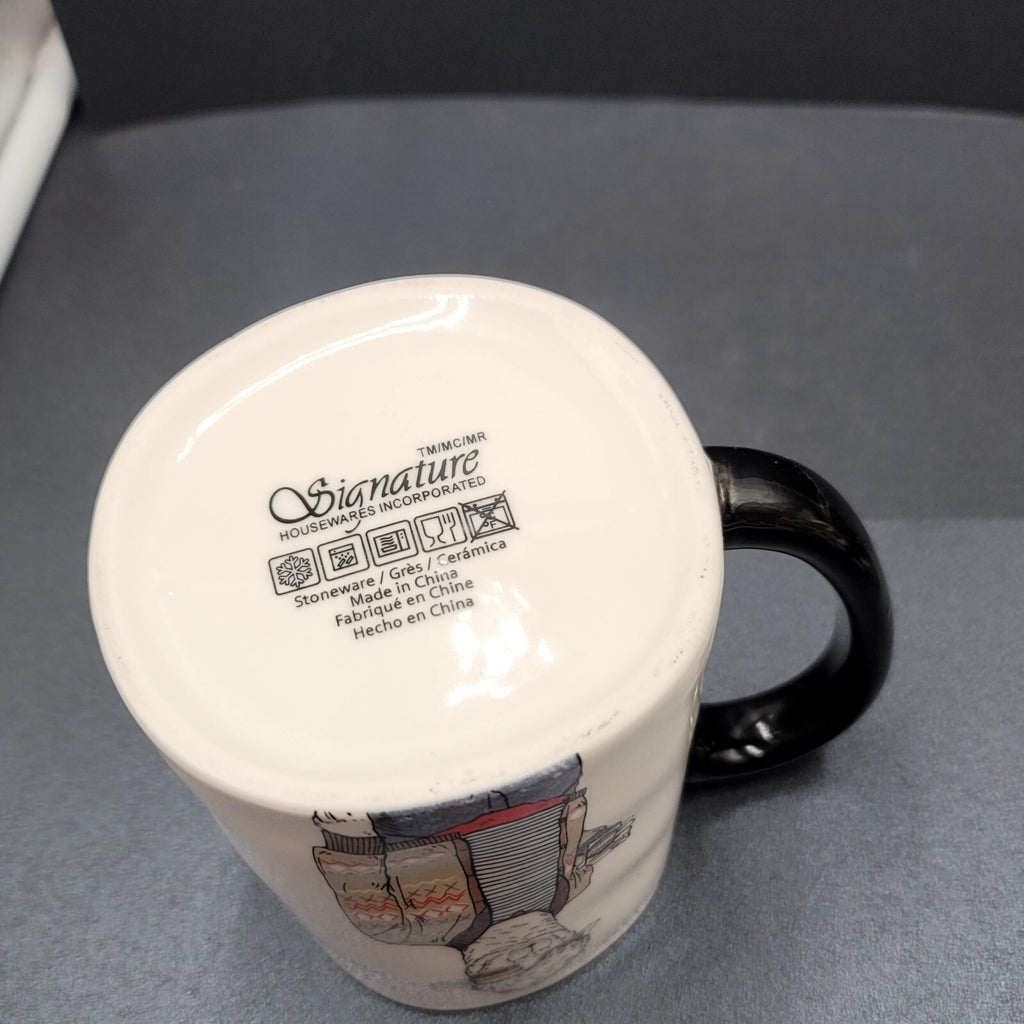 Signature Stoneware Llama Hipster Animal Coffee Mug 14 oz Cup