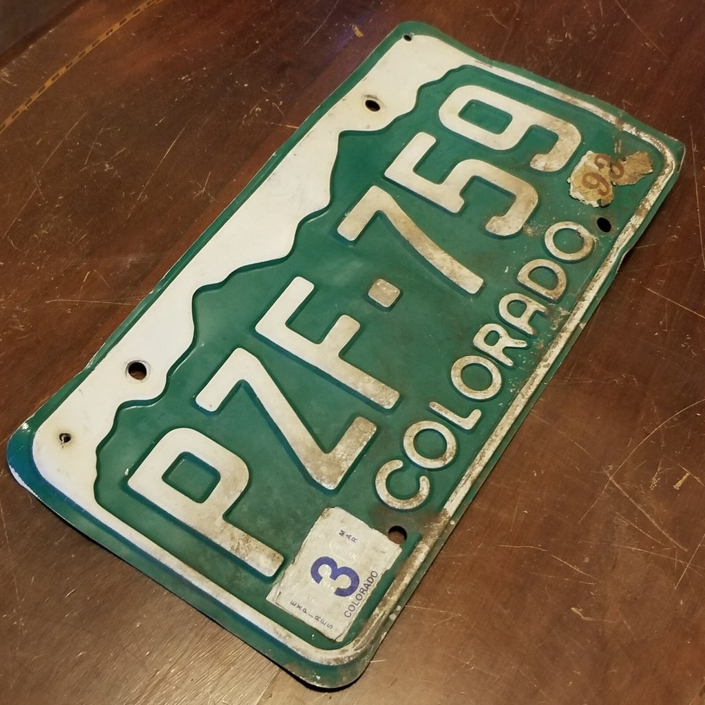 License Plate COLORADO PZF-759 12" x 6" Green White