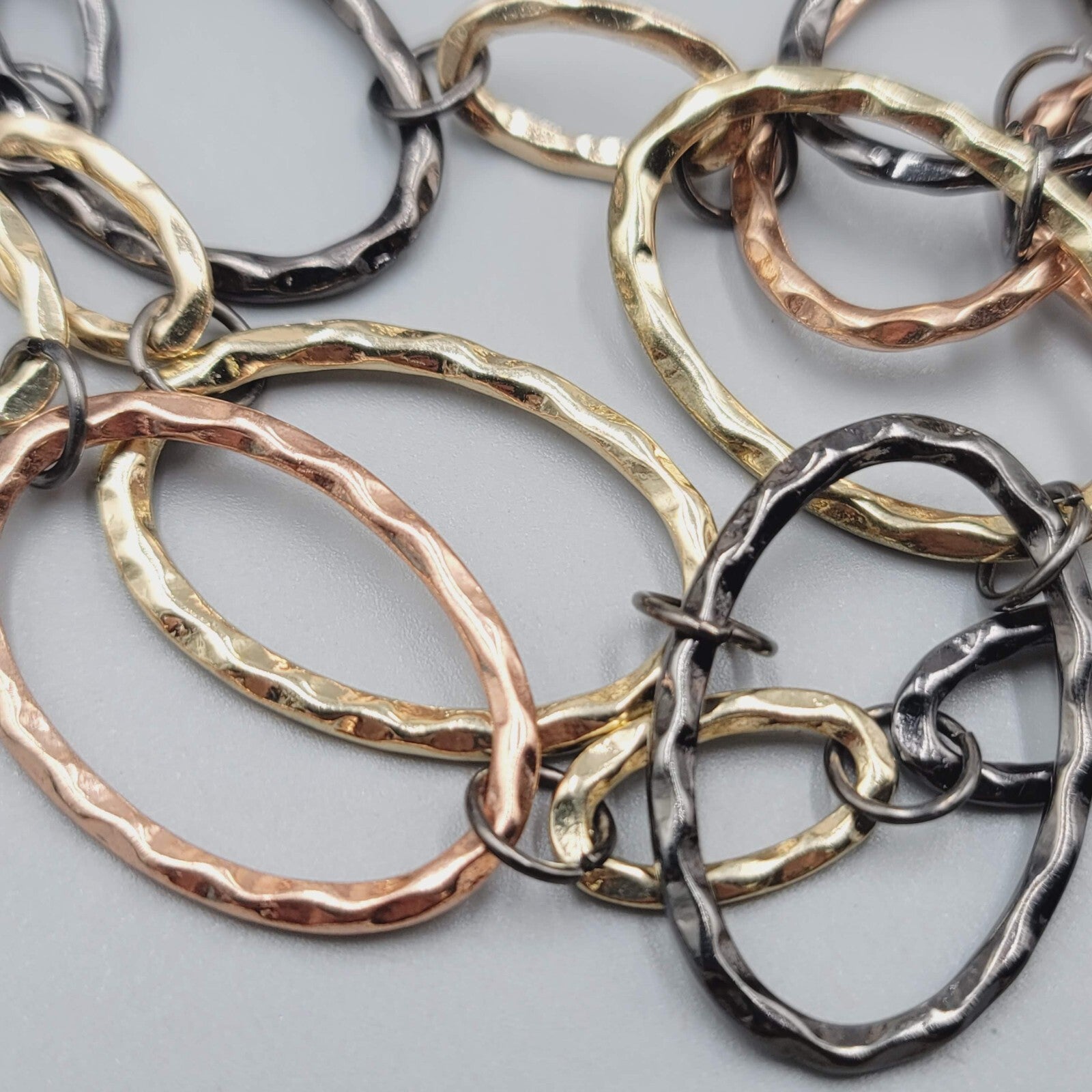 Tri Color Chain Necklace Black Rose Gold and Yellow Gold tone 20"