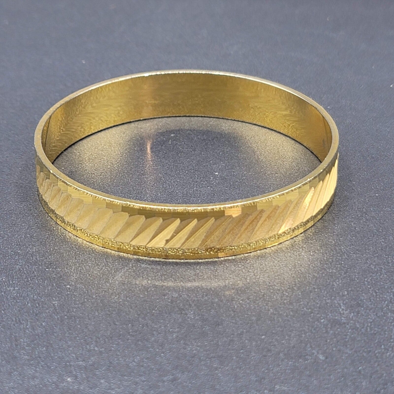 Vintage Bangle Bracelet Gold Plated Etch Design 8" x 1/2"