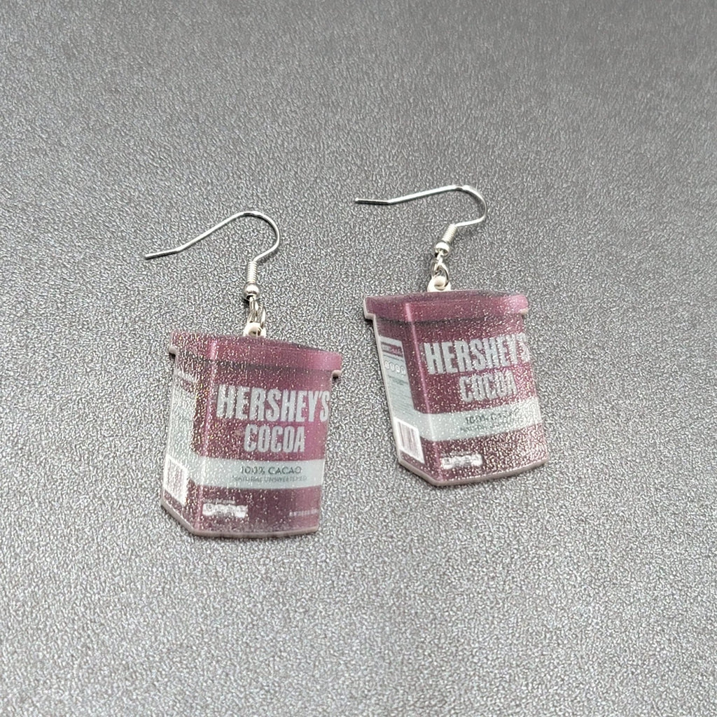 Pierced Earrings Hersheys Cocoa Acrylic Dangle 1.25"