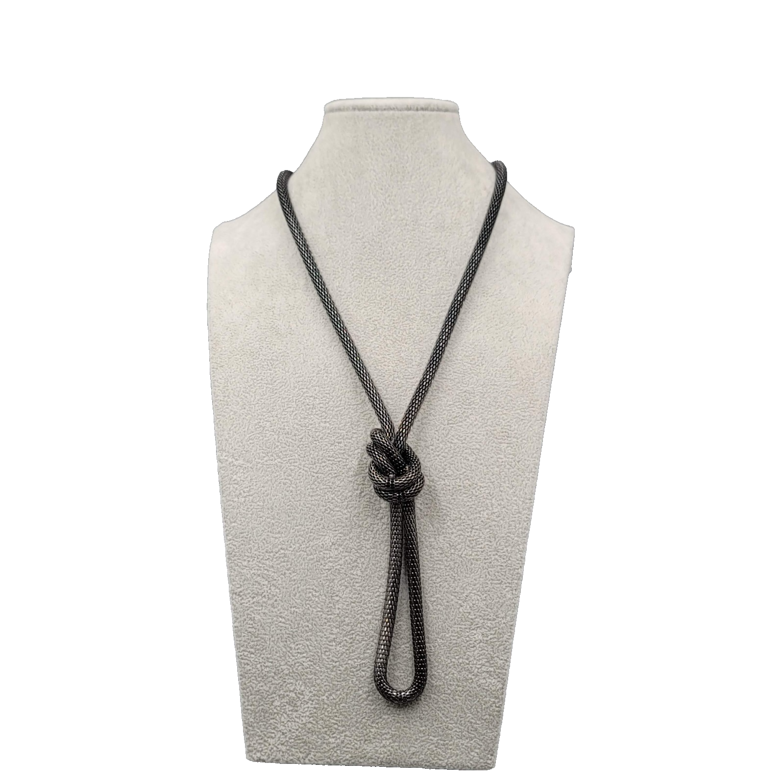 Black Mesh Knot Necklace Statement 24"-28"