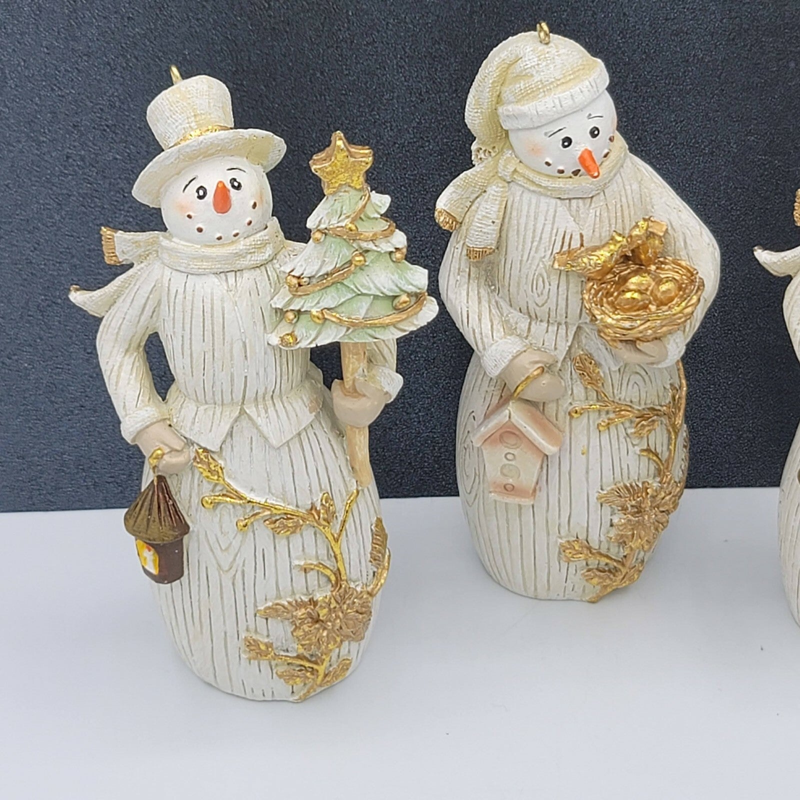 Resin Beach Snowman Christmas Ornaments Lot of 3 Birds Tree Lantern 4.5 in