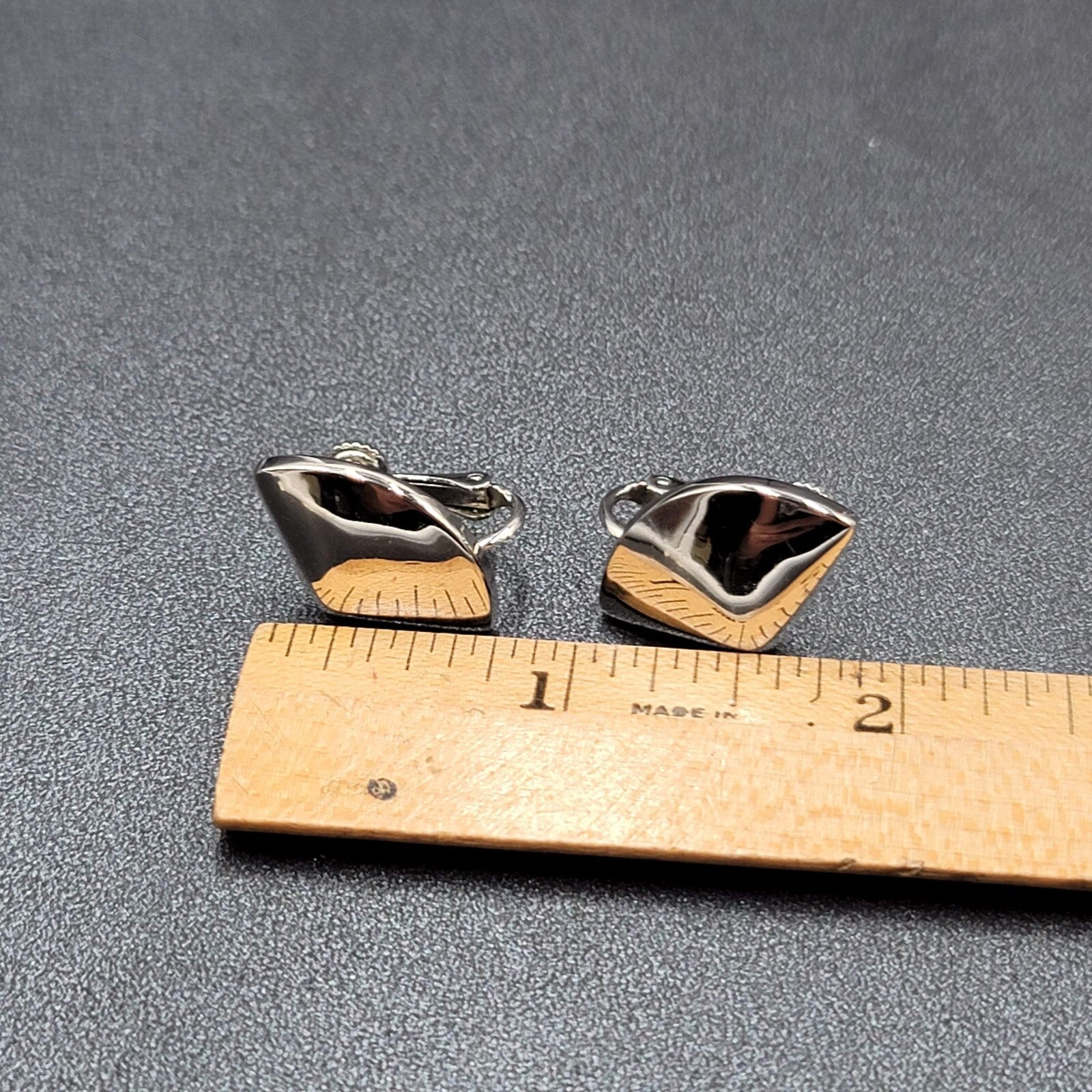 Vintage Napier Clip on Earrings Polished Silver Plated Studs 7/8"