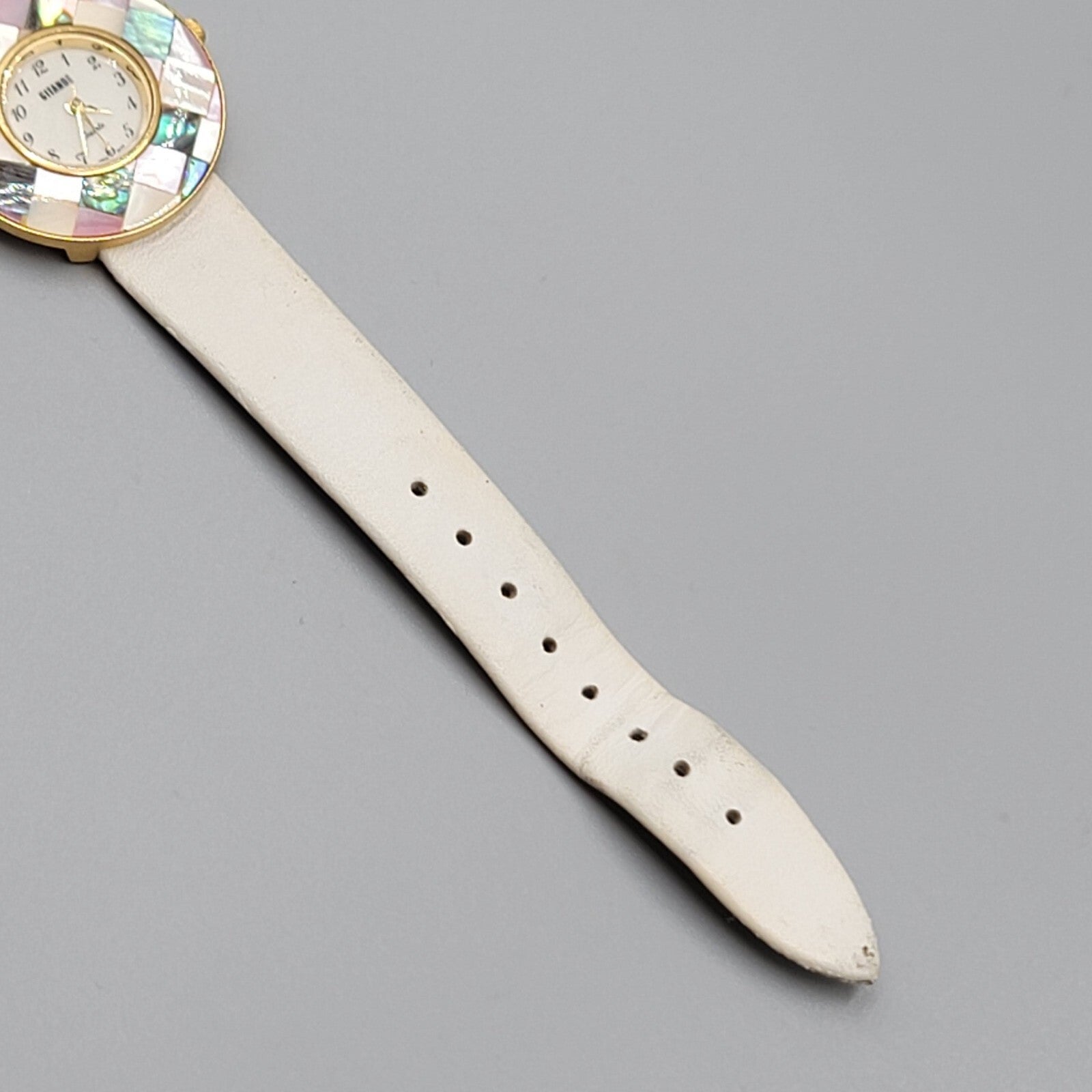 Vintage Gitano Watch Women Gold Tone MOP Mosaic Bezel NEEDS BATTERY