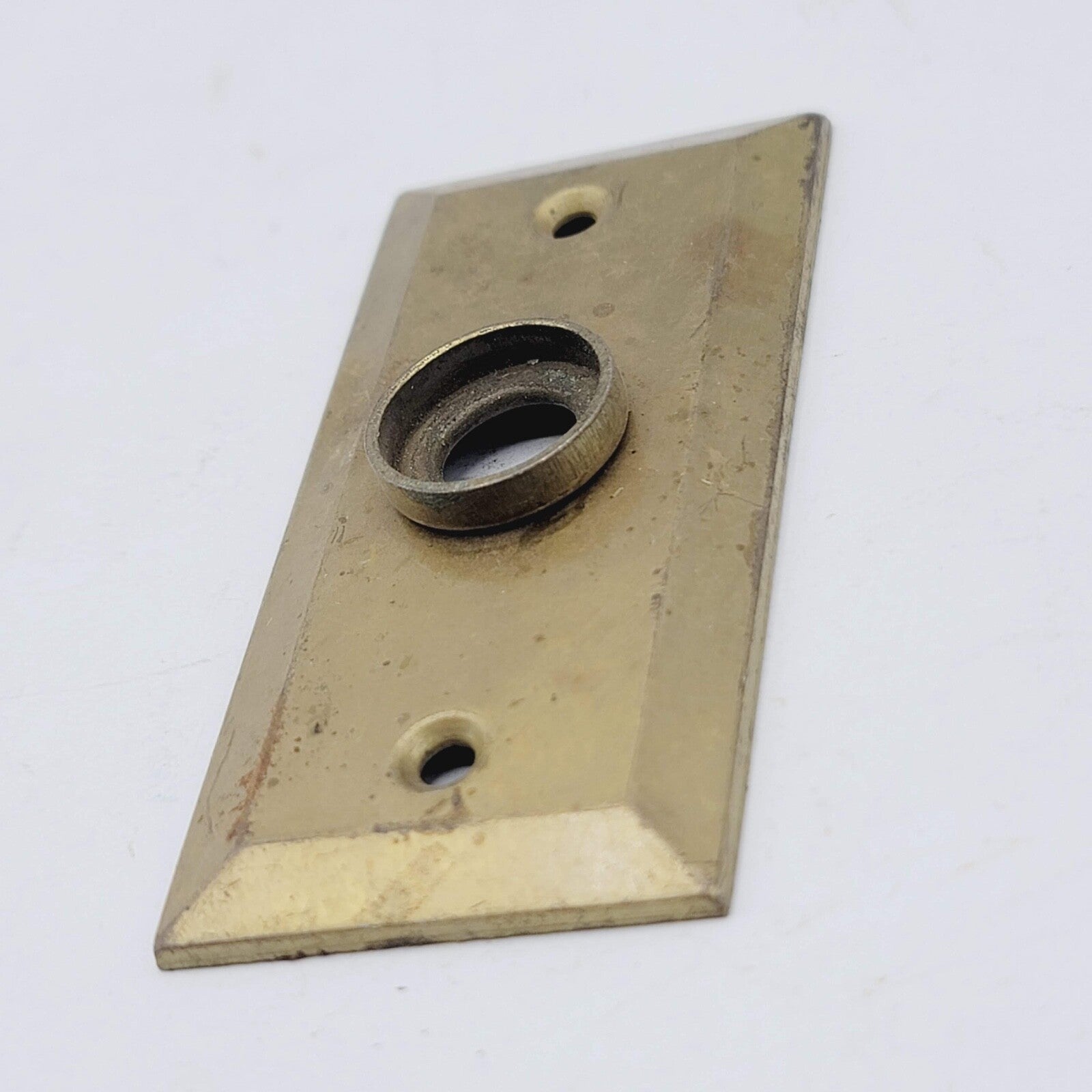 Vintage Brass Doorknob Back Plate Closet Screen Door Small 3.25" x 1.5"