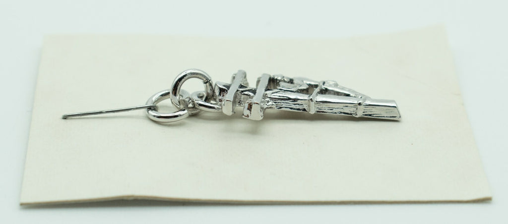 Line Worker Silver tone Dangle Charm Pendant Only 1 1/4"