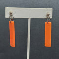 Pierced Earrings Acrylic SERIOUSLY WHATEVER Orange Dangle Words 1 3/8"