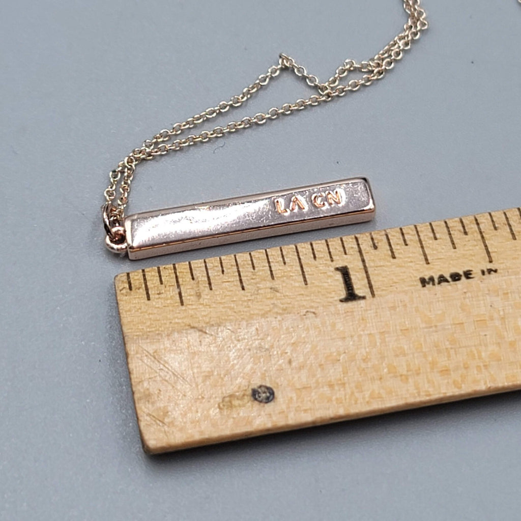 LA CN Necklace Rose Gold tone Bar Pendant 15" 17" 18"
