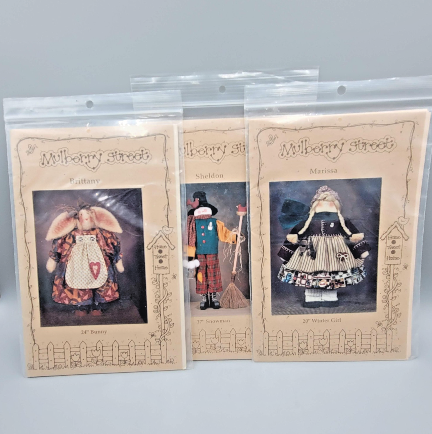 Mulberry Street Stitchery Embroidery 3 Patterns Bunny Snowman Winter Girl