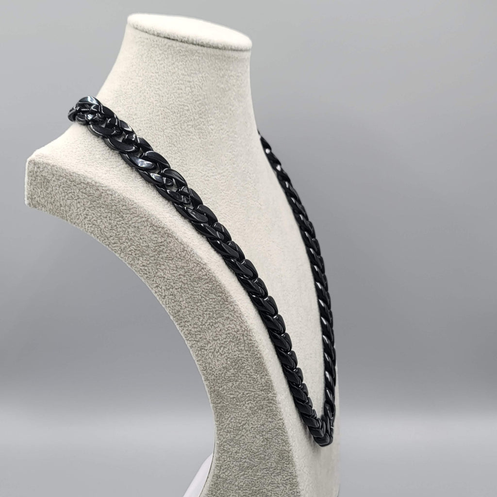 Black Acrylic Link Necklace Long Statement 28"